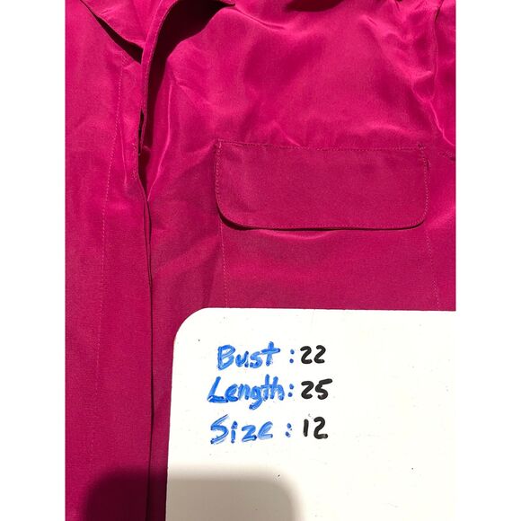 SK and company VTG utility shirt peasant sleeve pink business casual women's 12 - Picture 5 of 5